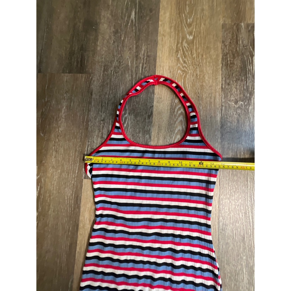 Halter Mini Dress Womens Size 6 Multicolor Striped Excellent Ribbed - Picture 2 of 6